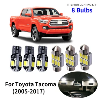 8pcs Auto Piederumi Balts Interjers LED Spuldzes Iepakojuma Komplektu Par 2005-2017 Toyota Tacoma T10 31MM Kartes Dome Bagāžnieka Lampas
