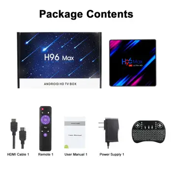 Android TV Box Android 10.0 Smart Media Box4G+64G RK3318 Quad-Core 64bit Cortex-A53 4K Ultra HD Atbalsts divjoslu WiFi 2.4 G/5G