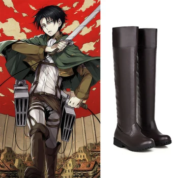 Anime Cosplay Uzbrukumu Titan Kurpes Eren Jager Augšstilba Boot Mikasa Ackerman Armin Arlert Brūna Kinky Boots