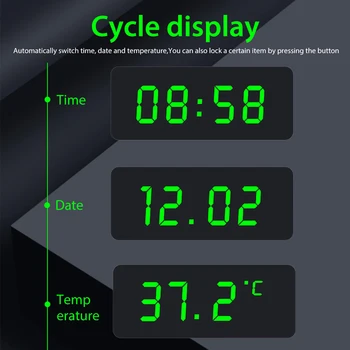 Auto Pulkstenis Auto Iekšējā Stick-On Digital Watch Solar Powered 24 Stundu Auto Pulkstenis ar iebūvētu Akumulatoru, Automašīnu Dekorēšana Elektronisko A