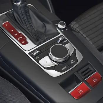 Auto Stils Centra Konsole Pārnesumu Elektronisko Rokas bremzi Pogas Vizuļi Apdare Uzlīme Apdare Audi A3 8V 2013-2018 LHD