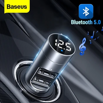 Baseus FM Transmitter Modulators, Auto Bluetooth 5.0 Bezvadu Brīvroku sistēmas Audio Uztvērēju Auto MP3 Atskaņotājs 3.1 Dual USB Fast Charger
