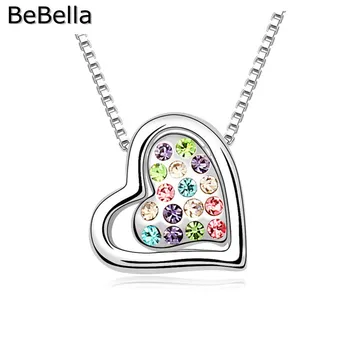 BeBella 5 krāsas gudrs sirds kulons, kaklarota, kas ar čehu kristāla sievietēm dāvanu