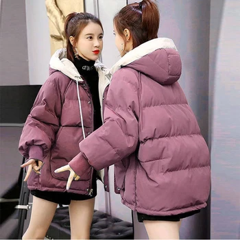 Bella filozofija ziemas cietā sieviešu silts parkas streetwear dāmas Harajuku gadījuma kapuci mētelis sieviešu zaudēt-line jaka outwear
