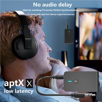 Bezvadu Bluetooth 5.0 Raidītājs Uztvērējs, 3,5 mm jack Stereo AUX Audio Adapteris Zema Latentuma Dual Link TV Mājas Stereosistēmas