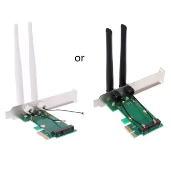Bezvadu Tīkla Karte, WiFi Mini PCI-E Express uz PCI-E Adapteris ar 2 Antenas Ārējiem DATORA Darbvirsmas