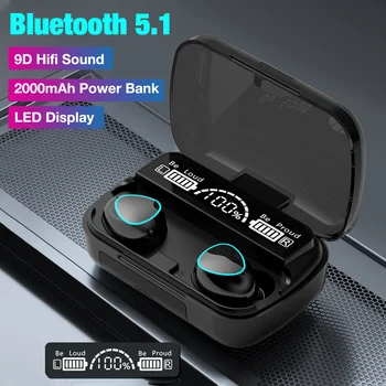Bluetooth 5.1 Austiņas TWS Bezvadu Austiņas Brīvroku Austiņas Sporta Earbuds 3D Stereo Gaming Austiņas Ar Mic Uzlādes Kaste