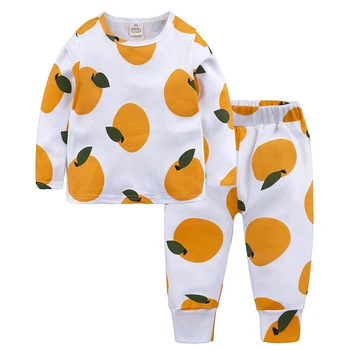 Bērni Zēns Rudens Pidžamas Bērniem Augļu Pidžamas Karikatūra Ābolus, Apelsīnu Zēnu Pidžamas Bērnu Sleepwear Naktsveļu MCC036
