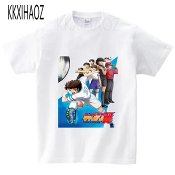 Bērniem Īsām Piedurknēm T-Krekli Zēniem Meitenes Captain Tsubasa druka t kreklu Bērniem Anime puika vasarā balts Tops 2-15 Gadiem