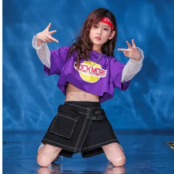 Bērnu Balles Hip Hop Apģērbu, Violeta Jaka Topi Mētelis, īsās bikses-Šorti Meitenēm Džeza Deju Tērpu Apģērbs, Apģērbu Street Wear