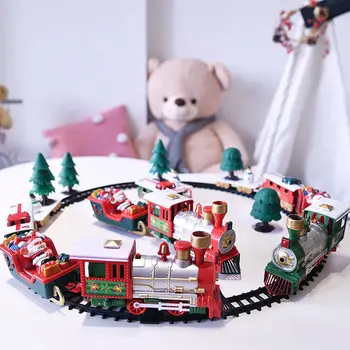 Bērnu Elektriskā Dzelzceļa Automašīnu Vilciena Rotaļu Dzelzceļa Vilcienu Uzstādīt Sacīkšu Autotransportu Ēkas Rotaļlietas Ziemassvētku Elektriskās Rotaļlietas Klāt