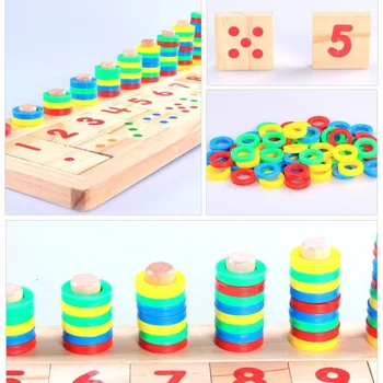Bērnu Koka Montessori Materiāli Mācību, Lai Saskaitītu Skaitļus Matching Agrīnās Izglītības Mācību Math Rotaļlietas Logaritmisko Valde