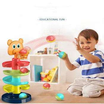 Bērnu Lodīšu Bell Rotaļlietu Kaudzi Tornis Puzzle rotaļlietas, Bērnu Grabulīši Gredzenu 0-24months Bērnu Dzimšanas Educationsl un Mācību Dāvanu
