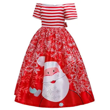 Bērnu Ziemassvētku kleita kleita Santa iespiesti girl dress kleita garām jūs Kleita Halloween Kleita Ziemassvētku kleita gara kleita