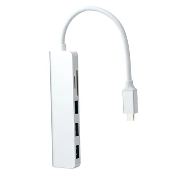 C tipa USB 3.0 3xUSB 3.0 5in1 Hub Adapteris SD TF Karšu Lasītājs Datoru, iPhone Xiaomi Mobilo Telefonu Centrmezglu
