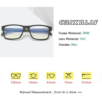 CRIXALIS Laukumā Zilā Gaisma Pretbloķēšanas Brilles Vīriešiem Elastīga TR90 Optika Lasījumā Melnu Rāmi Datoru Spēļu Briļļu Vīriešu UV400