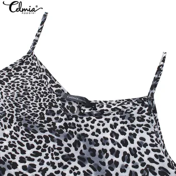 Celmia Sadalīt Leopards Drukāt Siksnas Piedurknēm Sexy Maxi Kleita Ir 2021. Modes Sieviešu Vasaras Sundress Puse Pludmali Ilgi Vestidos S-5XL