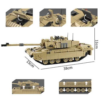 Celtniecības Bloki 451-1441pcs Militārās Sērija WW2 Leopard II Galvenais Kaujas Tanks Challenger II Tvertnes KM Rotaļlietas Bērniem Dāvanas