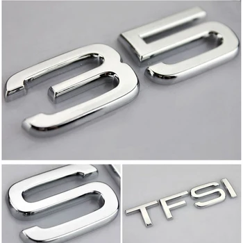 Chrome Numurus Uzlīmes Audi TT R8 S4 S3, S5, A3 A4 A5 A6 A7 A8 B6 B7 Q3 Q5 Q7 B8 C5 C6 Auto Aizmugures Emblēmu Žetons Piederumi