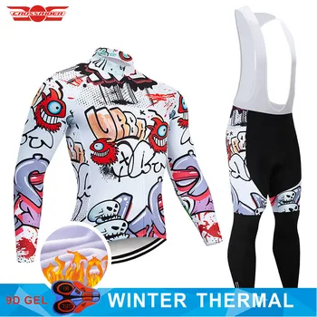Crossrider ir 2021. Ziemas Siltuma Vilnas Smieklīgi Velo Apģērbs Vīriešu Ilgi Kopa MTB Vienotu Bike Wear Velosipēdu Apģērbs, Velosipēdu Svīteri