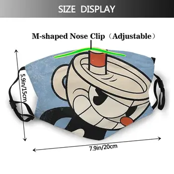 Cuphead Animācijas Rakstzīmes Mugman ceļu un Lielgabals Cīņas Spēli Cute Karikatūra Galvas Maska Ar Filtru Aizsardzībai Respiratoru Purns