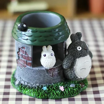 Cute Karikatūra Totoro Rīcības Attēls Drukāts Koka Sveķu Pildspalvu Turētājs Skolas Biroja Organizators Zīmuli Pot Darbvirsmas Uzglabāšanas Kaste Lietā