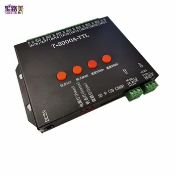 DC5V T-8000A TTL LED Pikseļu Kontrolieris ar SD atmiņas karte, Programma ws2812b/WS2811/WS2813/LPD6803/DMX512 LED Strip Gaismas Lentes