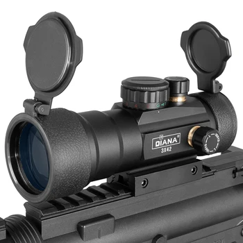 DIANA 1X40 2X40 3X42 3X44RD Taktiskās Medību Red Green Dot Sight darbības Joma Optika Riflescope Fit 11/20mm Dzelzceļa Kolimatora Skats