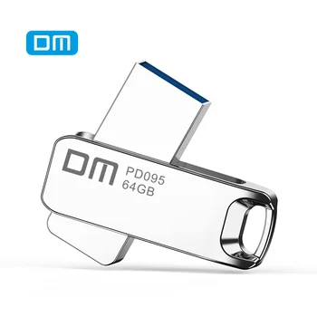 DM PD095 USB Flash Drive 32GB Pilna Metāla Pendrive Micro Memory Stick 64GB Reālā Ietilpība 16GB Silver U diska