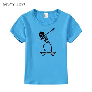 Dab paliekas uzmanīgi Skelets Skeitborda Smieklīgu T Kreklu Bērnu Zēniem/meitenēm Vasaras Topi ar Īsām Piedurknēm T-krekls Bērniem Cute Drēbes Streetwear
