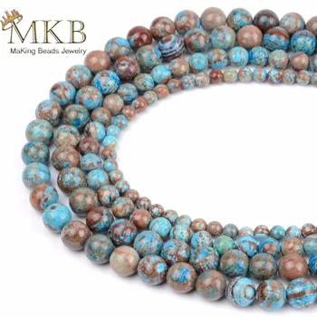 Dabīgā Akmens Blue Crazy Mežģīnes Agates Krelles Par Rotaslietu izgatavošana 4 6 8 10 12 mm Apaļas pērles Diy Aproce Jewellry Vairumtirdzniecības Pērles