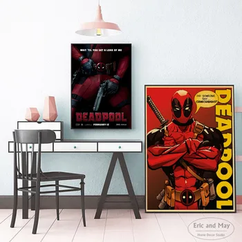 Deadpool Komiksu Filmu Vintage Plakāti Un Izdrukas Sienas, Attēlus Dzīvojamā Istaba Audekls Krāsošana Dekoratīvie Interjera Cuadros