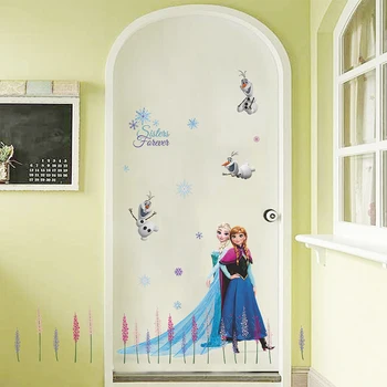 Disney Olaf Elsa Karaliene Anna Princese Anime, Sienas Uzlīmes, Bērnu Istabas Piederumi Mājas Dekoru Karikatūra Sienas Mākslas Filmas Plakāts, Saldēti