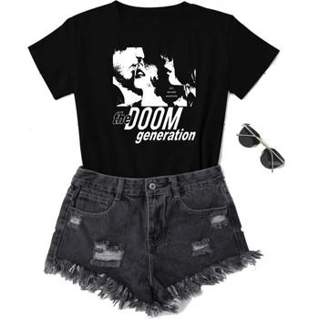 Doom Generation T Krekls Sievietēm Kokvilnas ar Īsām Piedurknēm 80s Harajuku Grunge Grafiskais Tee Topi Modes Gadījuma Lielgabarīta T Krekli