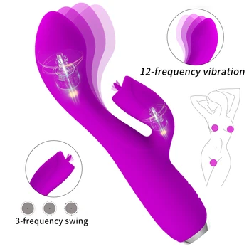 Dzimums Produktu 12Speed G-spot Ķermeņa Masāža Mēle, Vibrators, USB Uzlādējams Sieviešu Masturbācija Dubultā Motora Dildo Vibrators Seksa Rotaļlietu