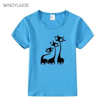 Dzīvnieku Print Bērnu Zēnu T-krekls Vasarai ar Īsām Piedurknēm Tee Krekli Bērniem, Multiplikācijas filmu Žirafe T-Krekli Bērnu Ikdienas Topi