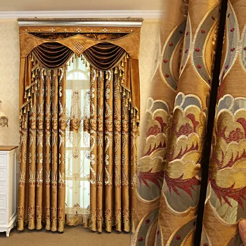 Eiropas Luksusa Aizkari Viesistabā Izšuvumi Bieza Logu Aizkari Balkons, Guļamistabu Custom Izmēri