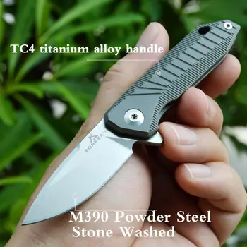 FORESAIL Saliekamais nazis M390 pulveris tērauda nazis TC4 sakausējuma apstrādāt mini portatīvo āra izdzīvošanas nazis asu augstas cietības nazi