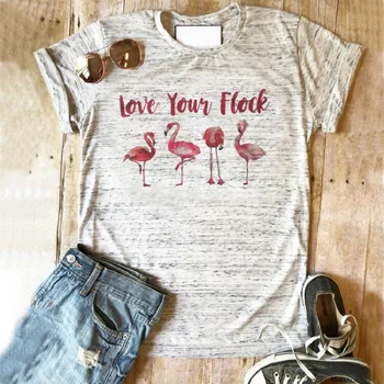 Flamingo krekls vasaras krekli mīlu savu ganāmpulku, sieviešu t grafikas tees harajuku apģērbu 2020 plus size print topi rožu meitenes