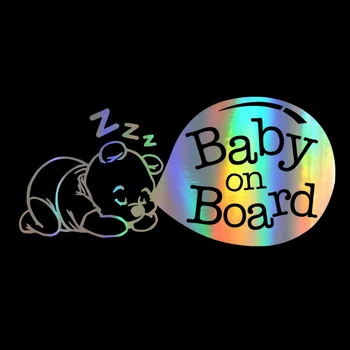 Funny BABY ON BOARD Cute Karikatūra Auto Uzlīmes Ūdensizturīgs Sauļošanās Bufera Vējstikla Boot Uzlīmes PVC 17.8 cm X 8.4 cm