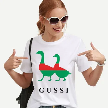 Ga Ga Ga Drukāšanas Draugiem T-krekls Divi Gooses Harajuku T Gothic Apģērbu Modē Gadījuma Sieviešu T-krekls Kawaii Feamle Clothesing