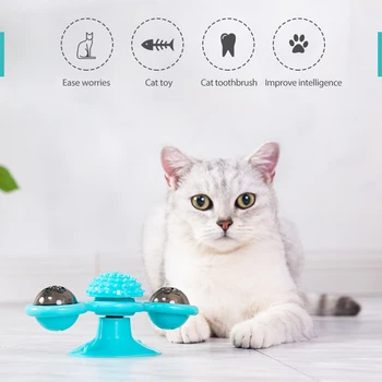Gatos Vējdzirnavas Kaķu Rotaļlieta ar LED Bumbu piesūcekni Portatīvo Vinilplašu Mijiedarbību Rotaļlietas Nulles Matu Suka Kaķiem arbre tērzēšanas