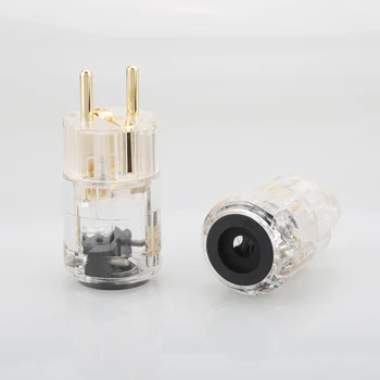 HI-End Schuko plug ES versija power sveces audio jaudas kabeli, 24K apzeltīts Vīriešu Plug Sieviešu IEC Connector