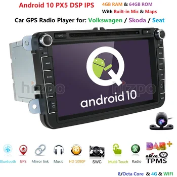 HIZPO Android10.0 Octa Core Auto DVD Atskaņotājs, Radio V W passat b6 b5 cc skoda octavia 2 Polo, Golf 5 superb J etta T5 OBD Kamera