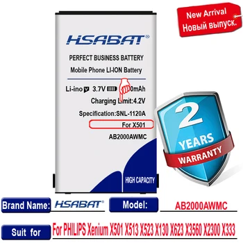 HSABAT AB2000AWMC 3400mAh par PHILIPS Xenium X501 X513 X523 X130 X623 X3560 X2300 X333 Akumulators