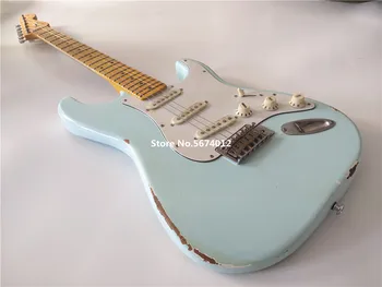 Heritage classic standarta vecs vintage elektriskā ģitāra, klasiskās debess zila, var pielāgot saskaņā ar prasībām,