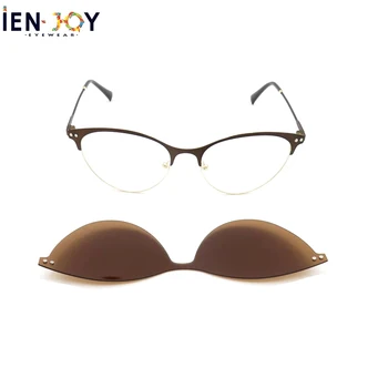 IENJOY Metāla Rāmis Magnētisku Klipsi Brilles Sieviešu Saulesbrilles bez apmales Brilles Rāmis Modes Klipu Par Polarizētas Saules Brilles