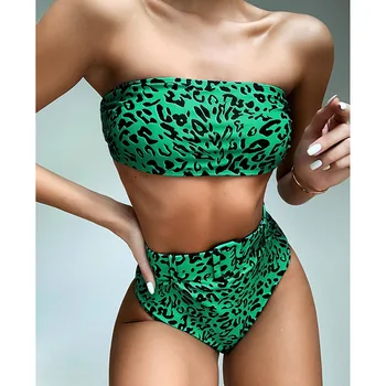INGAGA Augsta Vidukļa Bikini Lenta Peldkostīms, Leoparda Sieviešu Peldkostīmi Sexy Siksnas Biquini Jauns peldkostīms Sievietēm Bikini Ir 2021. Mujer