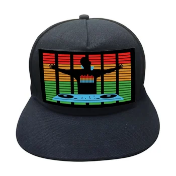 Iedegties Skaņas Aktivizēta Beisbola cepure DJ LED Flashing Cepure Ar Noņemamu Ekrānu, Cepures Feme