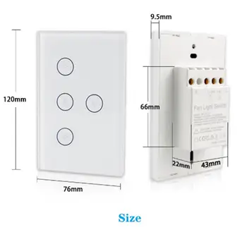 JRUMP MUMS, standarta Wifi Ventilators Smart Switch Griestu Lampa Smart Switch Balss Tālvadības Touch Panelis Taimeris Darbu, Alexa, Google Home